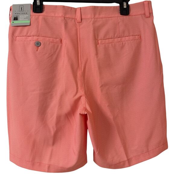NWT PGA Tour Shorts Living Coral 34 Moisture Wicking Performance Stretch Fabric - Picture 2 of 6